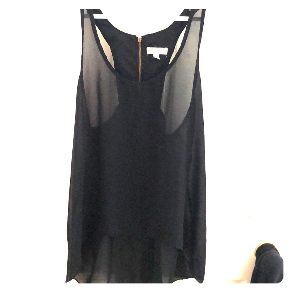 Cotton On Sheer Black Blouse W/ Zipper I’m Back. L